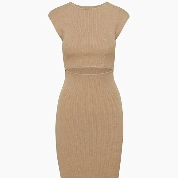 wilfred cut out knit dress Aritizia Wilfred Knit Mini Dress in Heather Light Birch